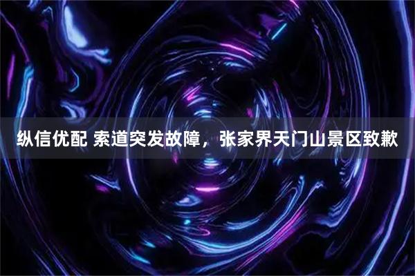 纵信优配 索道突发故障，张家界天门山景区致歉